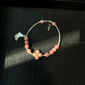 lắc bạc đá rhodochrosite đào hoa