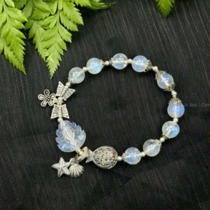 lắc bạc đá moonstone mặt trăng