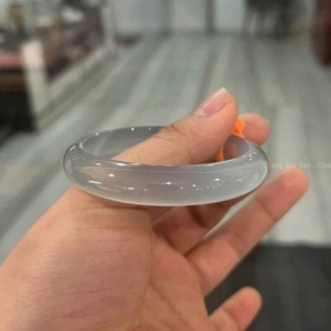 vòng bản đá Chalcedony trắng bạch nguyệt quang