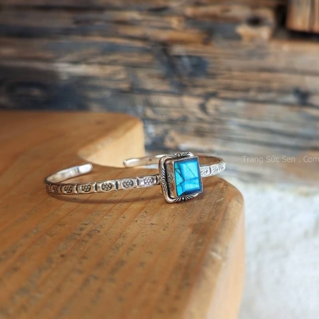 lắc bạc đá labradorite